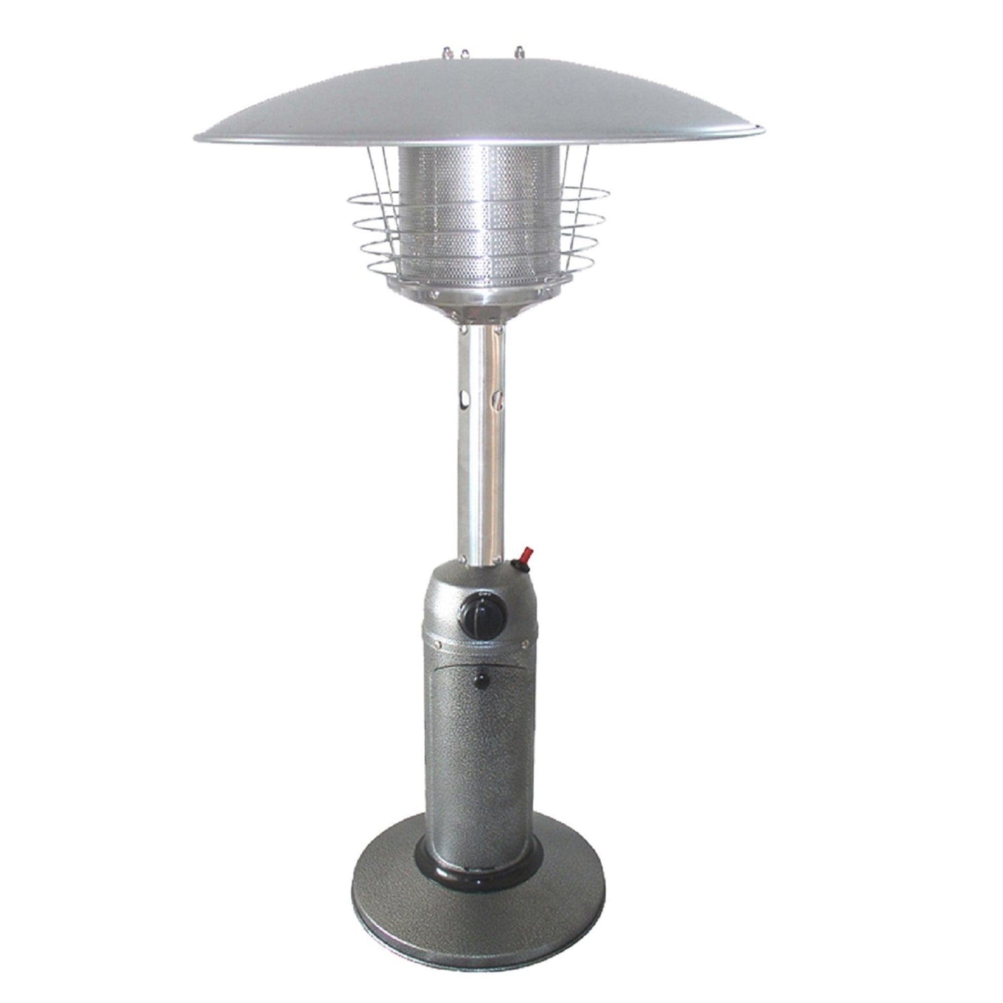 11000 BTU Silver Steel Propane Cylindrical Pole Tabletop Patio Heater - FurniFindUSA