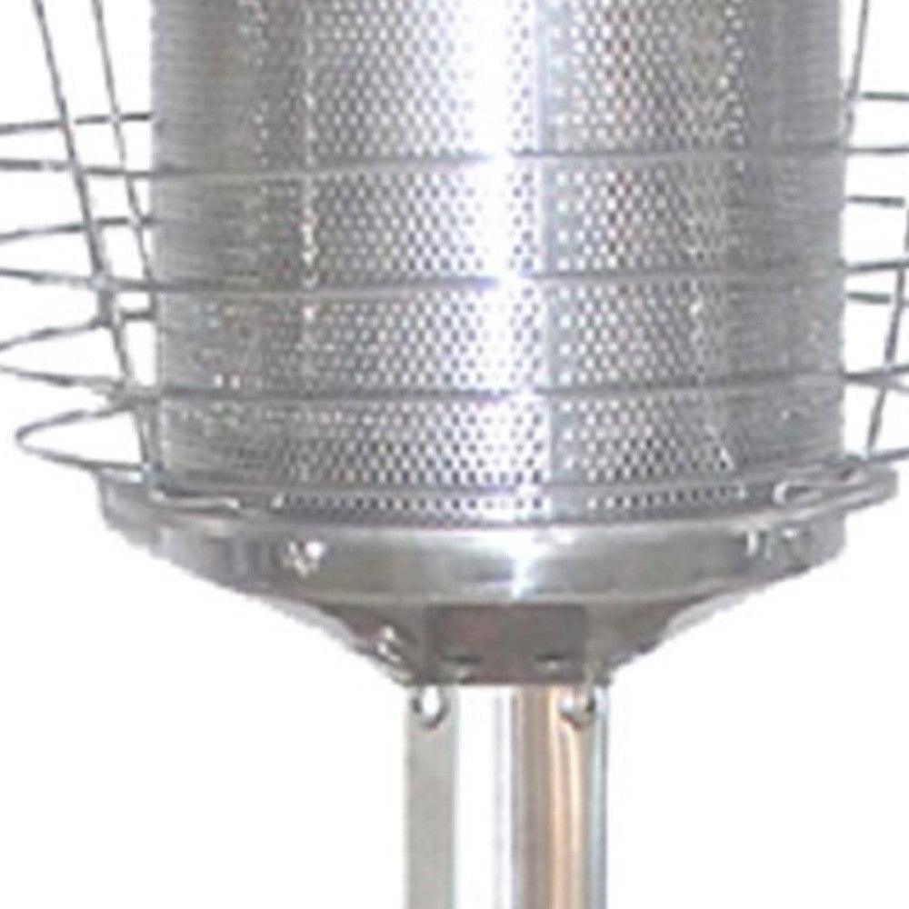 11000 BTU Silver Steel Propane Cylindrical Pole Tabletop Patio Heater - FurniFindUSA