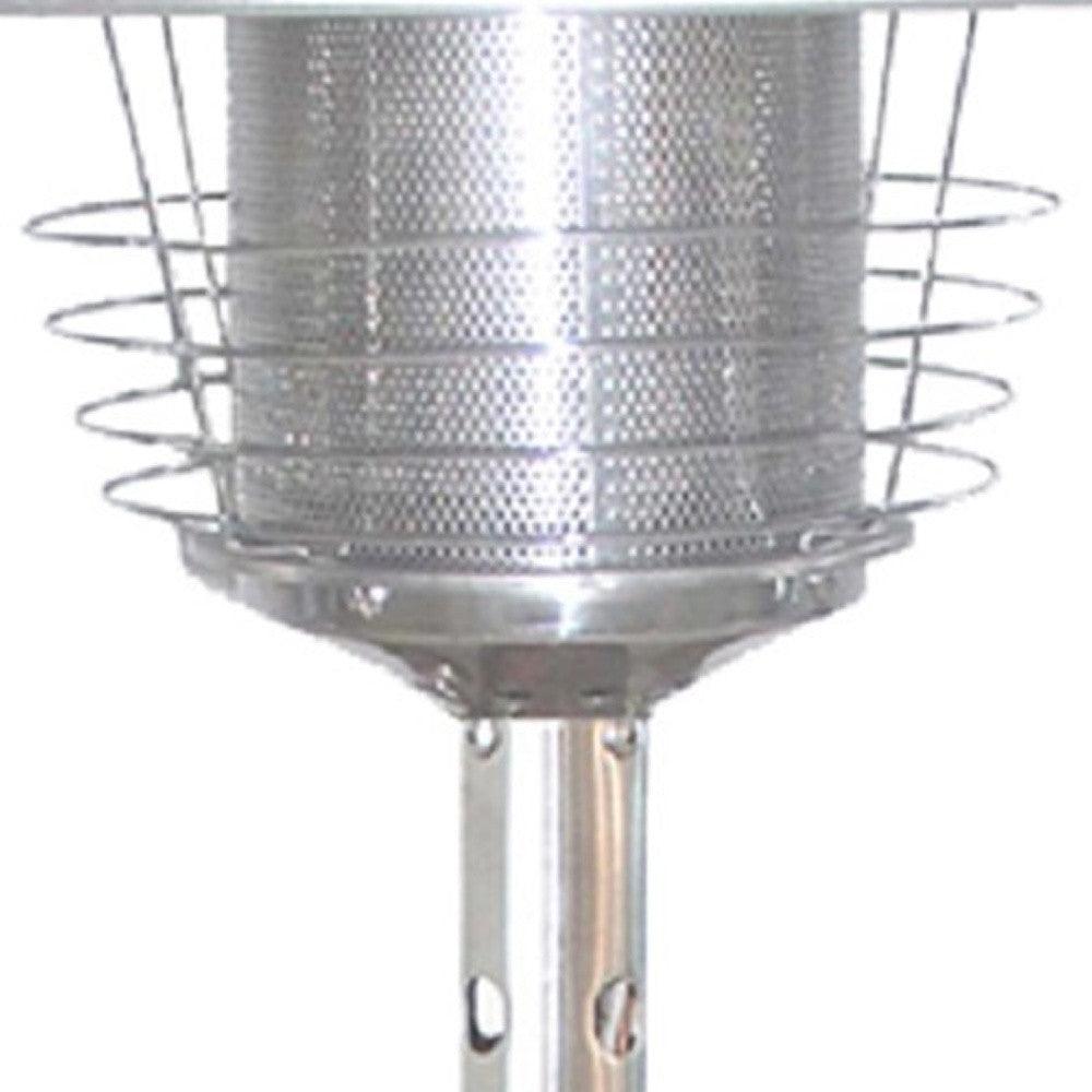 11000 BTU Silver Steel Propane Cylindrical Pole Tabletop Patio Heater - FurniFindUSA
