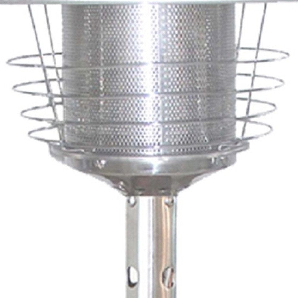 11000 BTU Silver Steel Propane Cylindrical Pole Tabletop Patio Heater HomeRoots