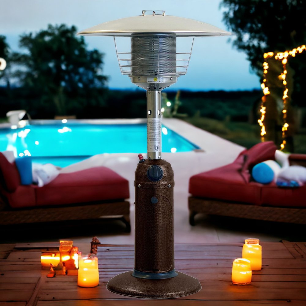11000 BTU Bronze Steel Propane Cylindrical Pole Tabletop Patio Heater HomeRoots