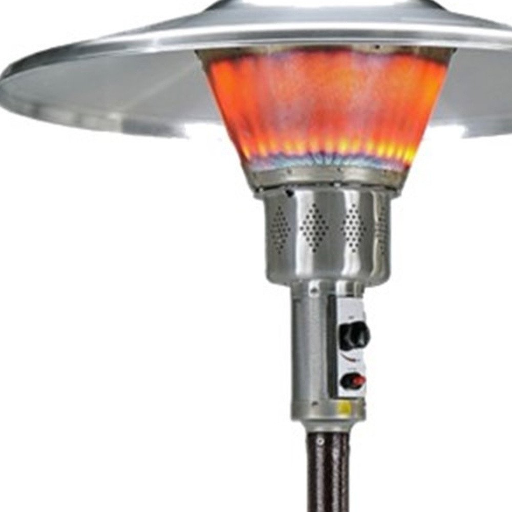 40000 BTU Bronze Steel Propane Cylindrical Pole Standing Patio Heater HomeRoots