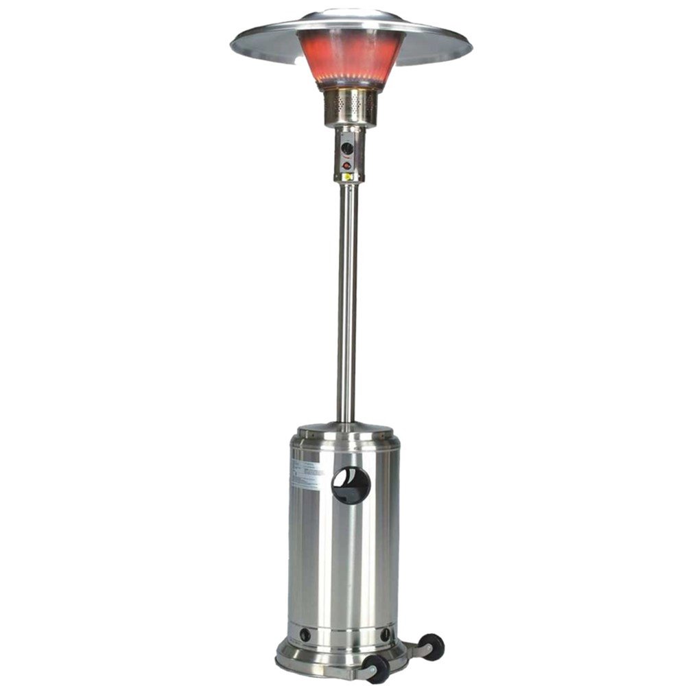 40000 BTU Silver Steel Propane Cylindrical Pole Standing Patio Heater HomeRoots