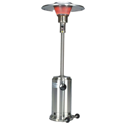 40000 BTU Silver Steel Propane Cylindrical Pole Standing Patio Heater HomeRoots