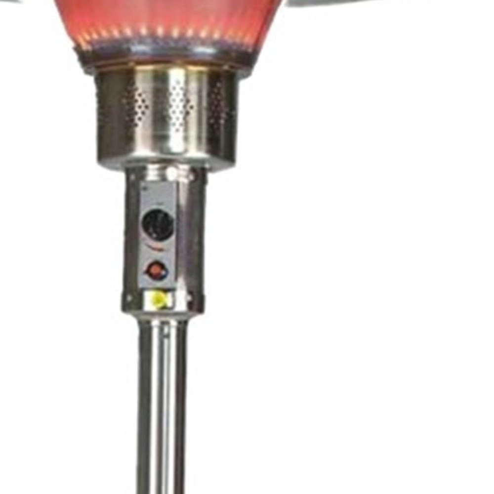 40000 BTU Silver Steel Propane Cylindrical Pole Standing Patio Heater HomeRoots