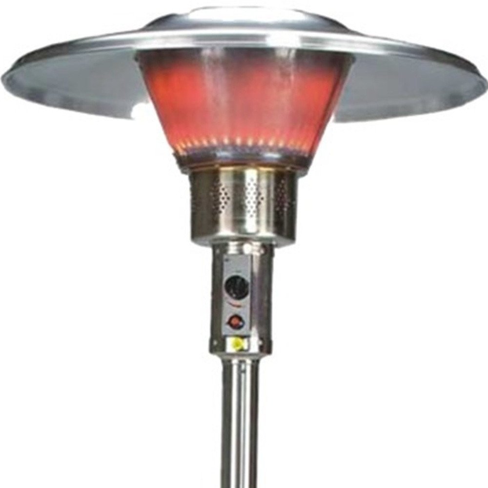 40000 BTU Silver Steel Propane Cylindrical Pole Standing Patio Heater HomeRoots