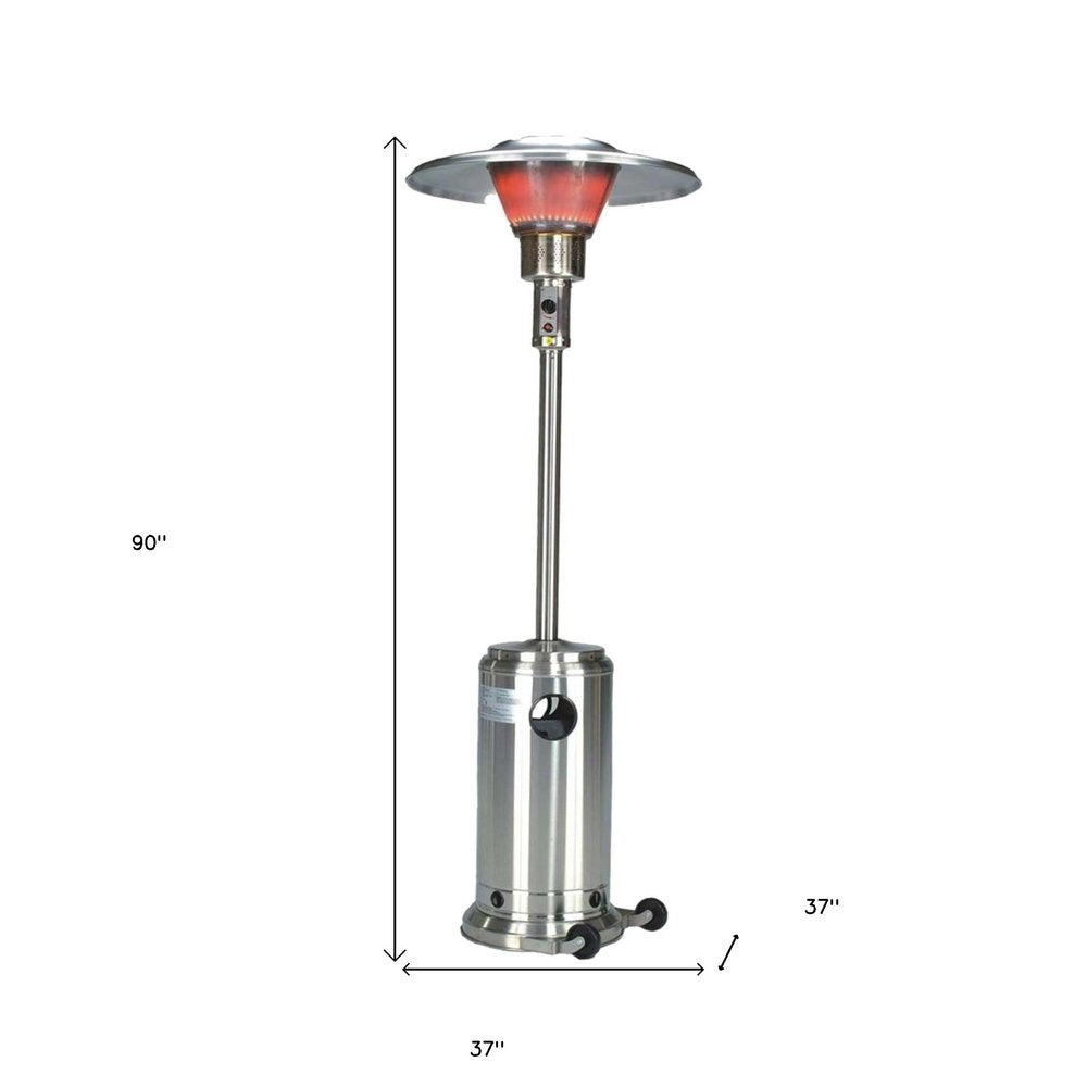 40000 BTU Silver Steel Propane Cylindrical Pole Standing Patio Heater HomeRoots