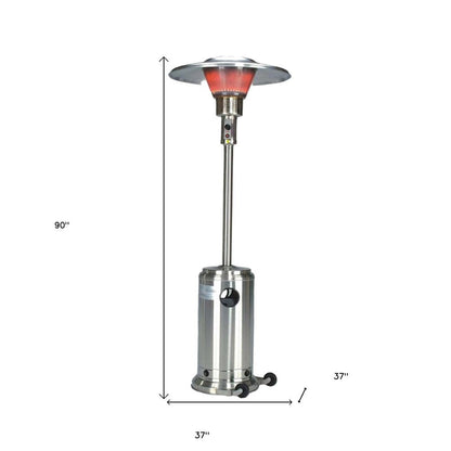 40000 BTU Silver Steel Propane Cylindrical Pole Standing Patio Heater HomeRoots