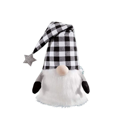 27" Black And White Felt And Faux Fur Gnome Adjustable Height Tree Topper HomeRoots