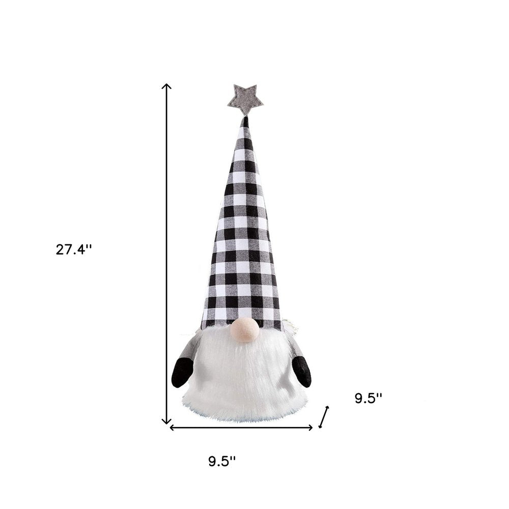 27" Black And White Felt And Faux Fur Gnome Adjustable Height Tree Topper HomeRoots