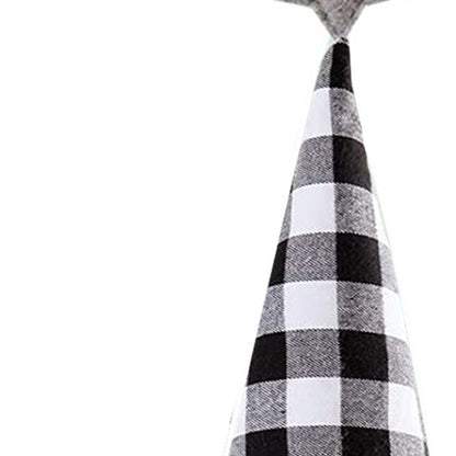 27" Black And White Felt And Faux Fur Gnome Adjustable Height Tree Topper