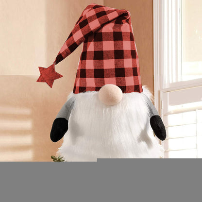 27" Black And Black Felt And Faux Fur Gnome Adjustable Height Tree Topper HomeRoots
