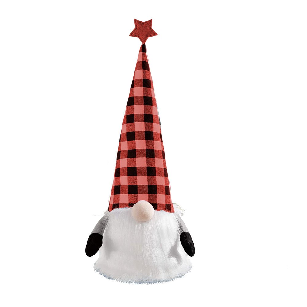 27" Black And Black Felt And Faux Fur Gnome Adjustable Height Tree Topper HomeRoots