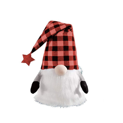 27" Black And Black Felt And Faux Fur Gnome Adjustable Height Tree Topper HomeRoots