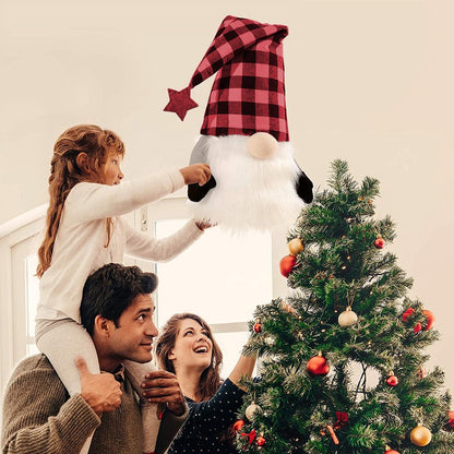 27" Black And Black Felt And Faux Fur Gnome Adjustable Height Tree Topper HomeRoots