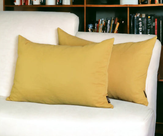 Set of Two 12" X 20" Yellow Throw Pillow Covers FurniFindUSA