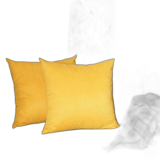 Set Of Two 26" X 26" Yellow Polyester Zippered Pillow Cover FurniFindUSA