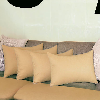 Set Of Four 12" X 20" Beige Polyester Zippered Pillow Cover FurniFindUSA