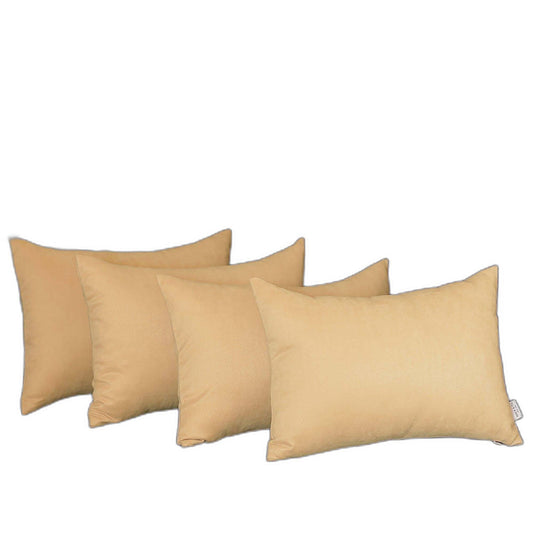 Set Of Four 12" X 20" Beige Polyester Zippered Pillow Cover FurniFindUSA