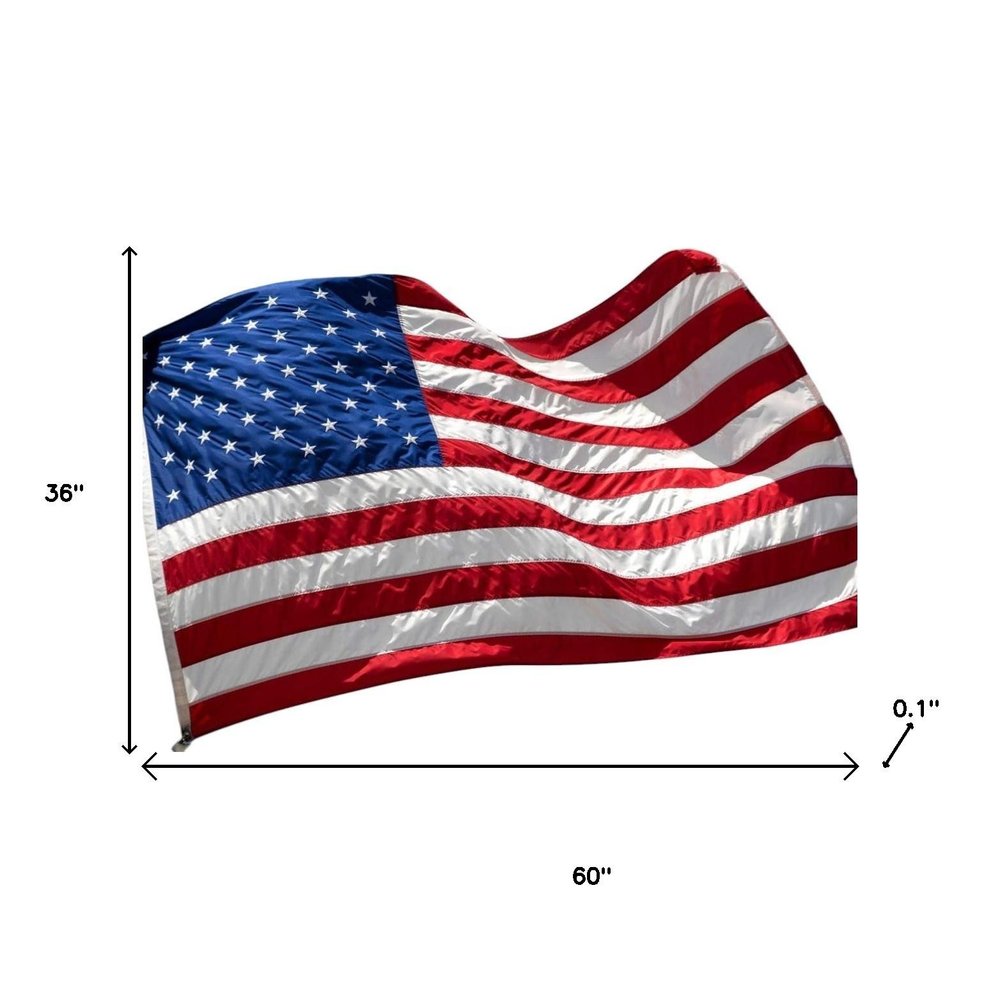 3' x 5' Red White And Blue Embroidered Nylon American Flag HomeRoots