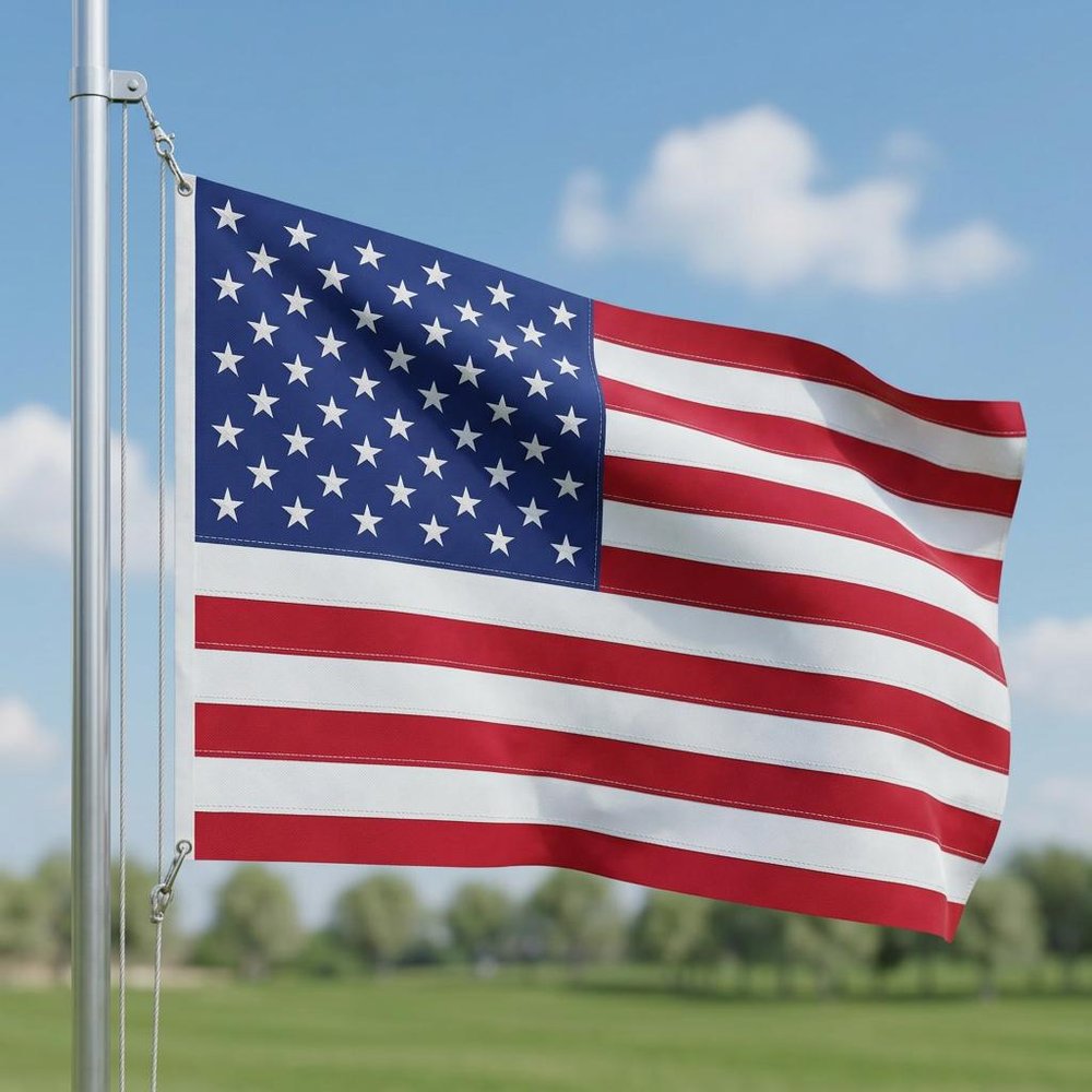 3' x 5' Red White And Blue Embroidered Nylon American Flag HomeRoots