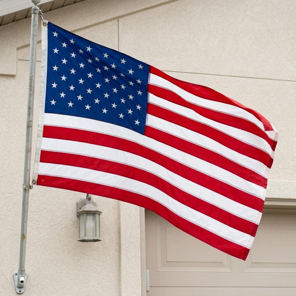 3' x 5' Red White And Blue Embroidered Nylon American Flag HomeRoots