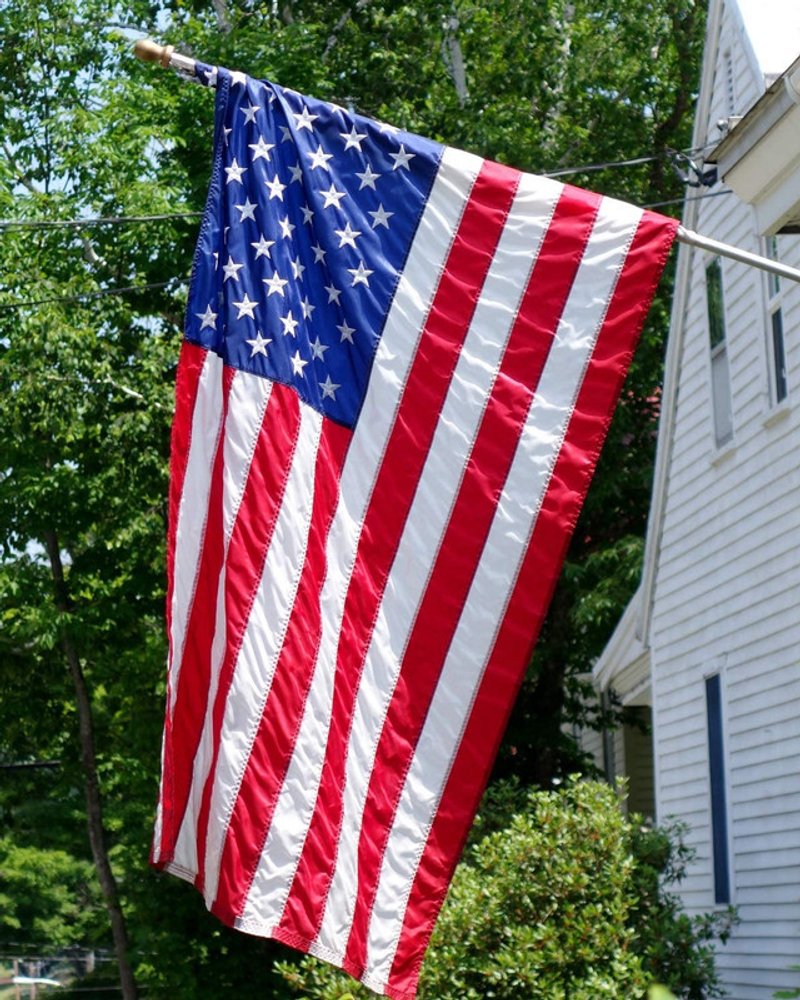Set of Two Red White And Blue Embroidered Nylon American Flags HomeRoots