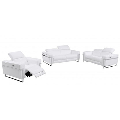 Three Piece White Italian Leather Six Person Seating Set HomeRoots