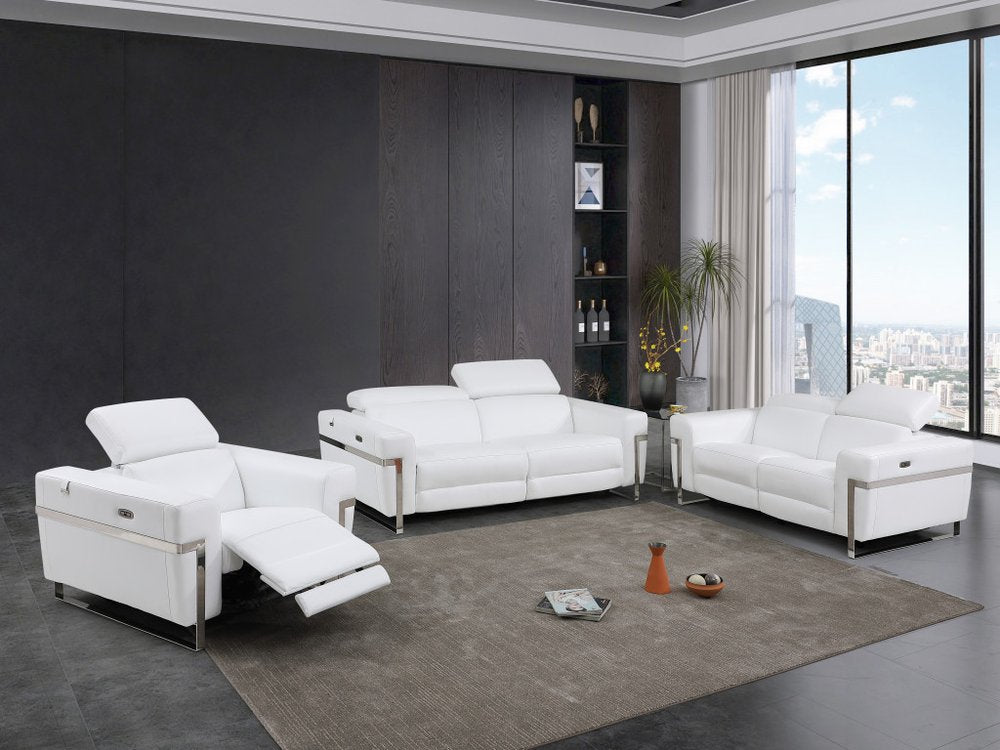 Three Piece White Italian Leather Six Person Seating Set HomeRoots