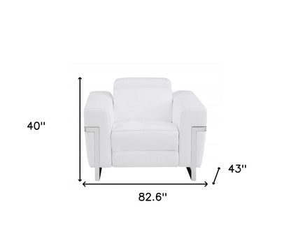 Three Piece White Italian Leather Six Person Seating Set HomeRoots