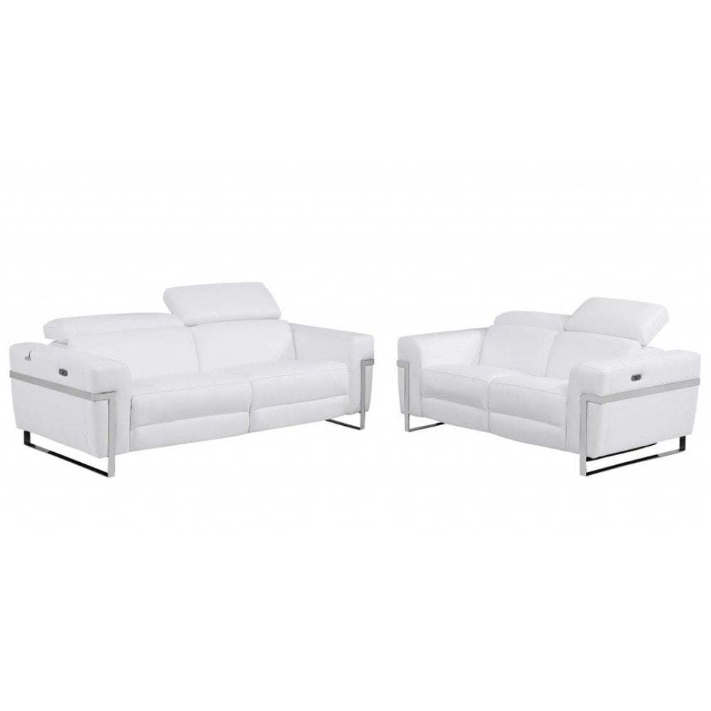 Two Piece White Italian Leather Five Person Seating Set HomeRoots