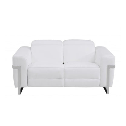 Two Piece White Italian Leather Five Person Seating Set HomeRoots
