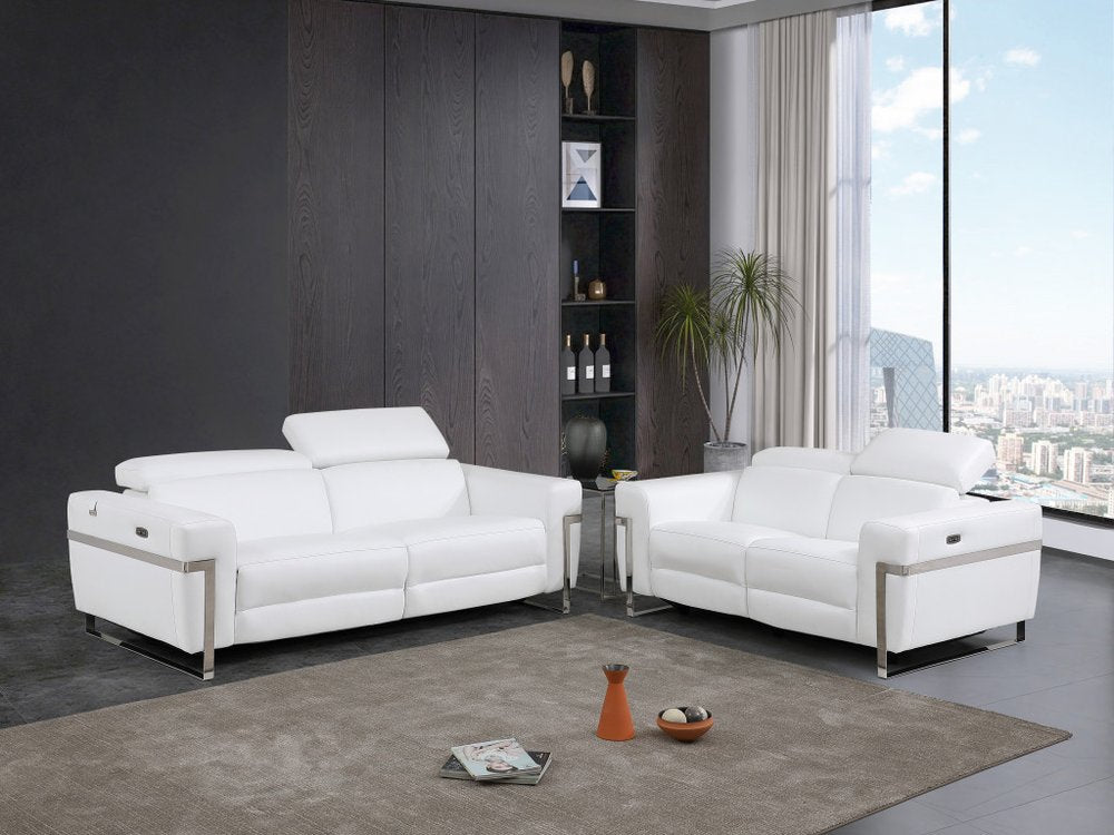 Two Piece White Italian Leather Five Person Seating Set HomeRoots