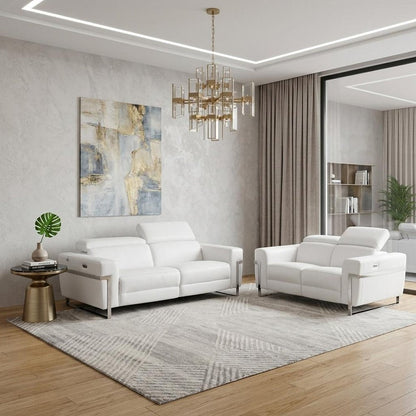 Two Piece White Italian Leather Five Person Seating Set HomeRoots