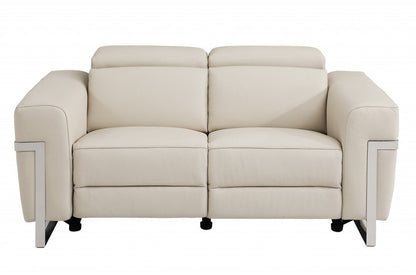Three Piece Indoor Beige Italian Leather Six Person Seating Set HomeRoots