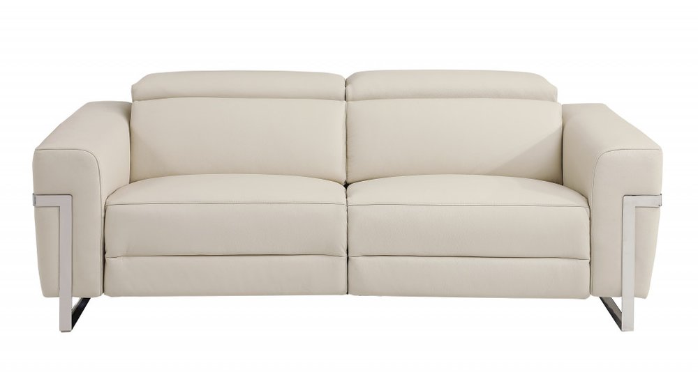 Three Piece Indoor Beige Italian Leather Six Person Seating Set HomeRoots
