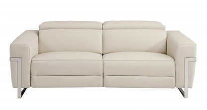 Three Piece Indoor Beige Italian Leather Six Person Seating Set HomeRoots