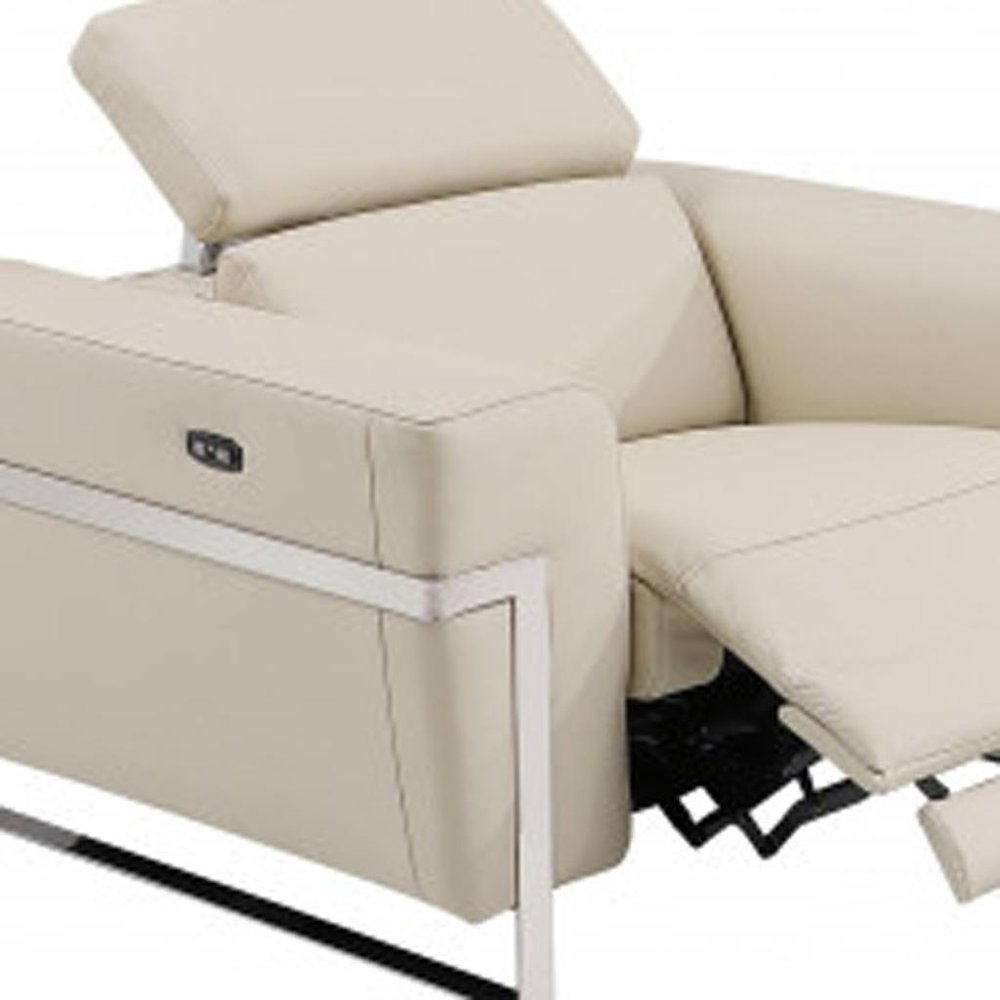 Three Piece Indoor Beige Italian Leather Six Person Seating Set HomeRoots