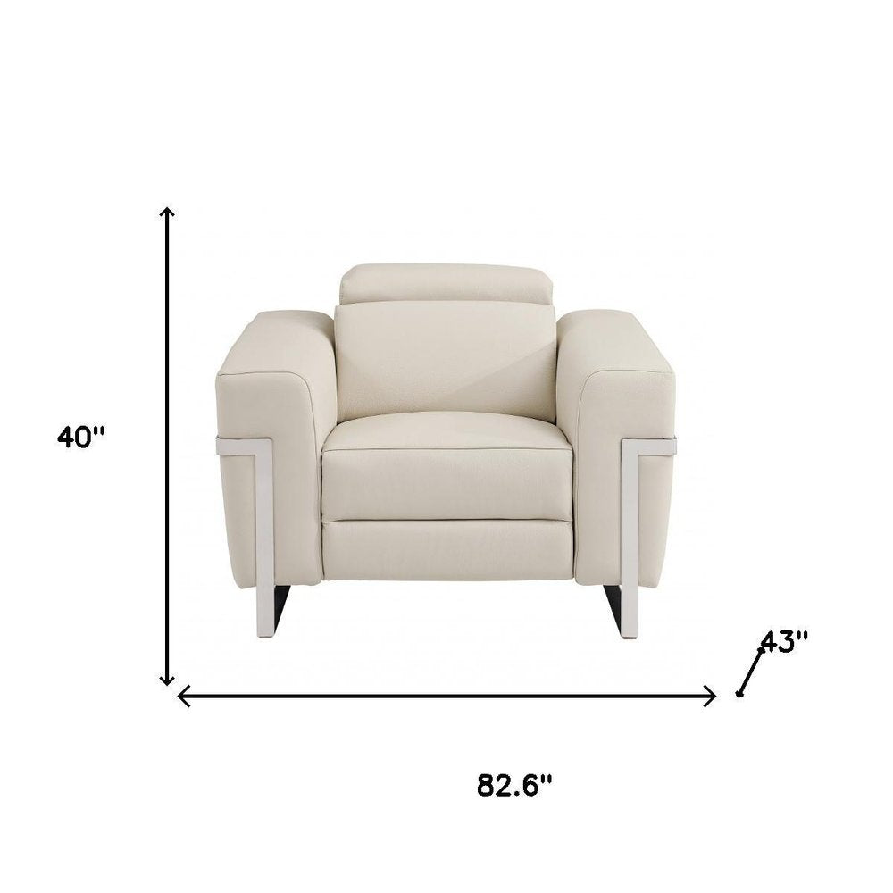 Three Piece Indoor Beige Italian Leather Six Person Seating Set HomeRoots