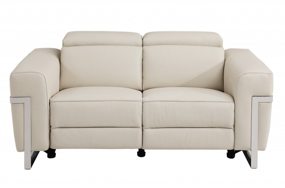 Two Piece Indoor Beige Italian Leather Five Person Seating Set HomeRoots