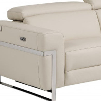 Two Piece Indoor Beige Italian Leather Five Person Seating Set HomeRoots
