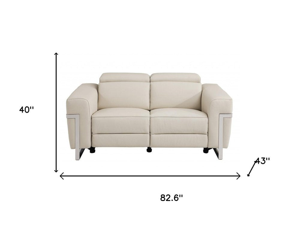 Two Piece Indoor Beige Italian Leather Five Person Seating Set HomeRoots