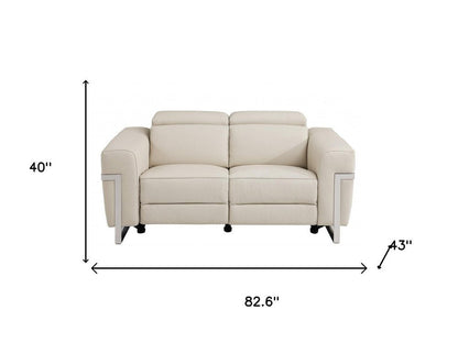Two Piece Indoor Beige Italian Leather Five Person Seating Set HomeRoots