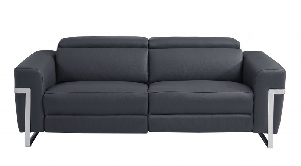 Three Piece Indoor Dark Gray Italian Leather Six Person Seating Set HomeRoots