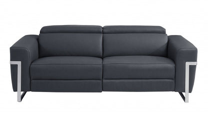 Three Piece Indoor Dark Gray Italian Leather Six Person Seating Set HomeRoots