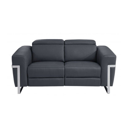 Two Piece Indoor Dark Gray Italian Leather Five Person Seating Set HomeRoots