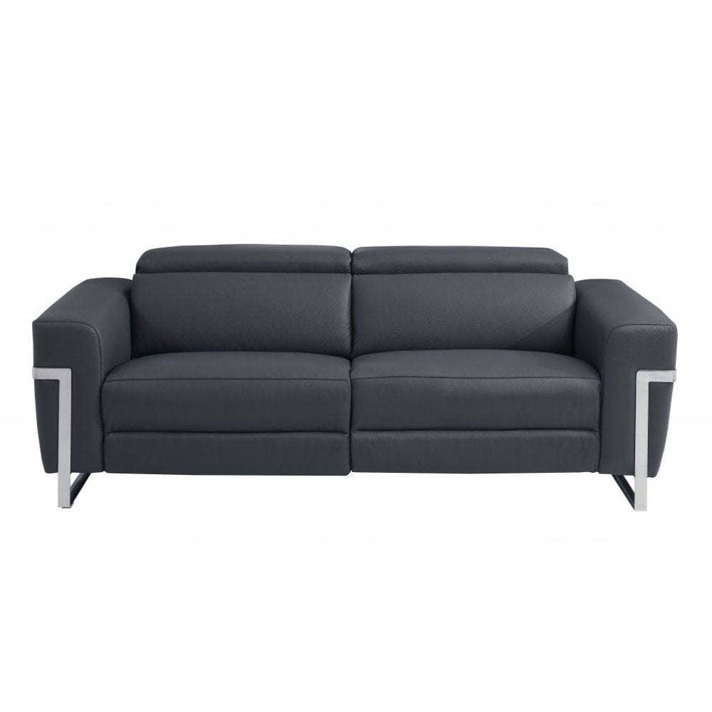 Two Piece Indoor Dark Gray Italian Leather Five Person Seating Set HomeRoots