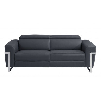 Two Piece Indoor Dark Gray Italian Leather Five Person Seating Set HomeRoots