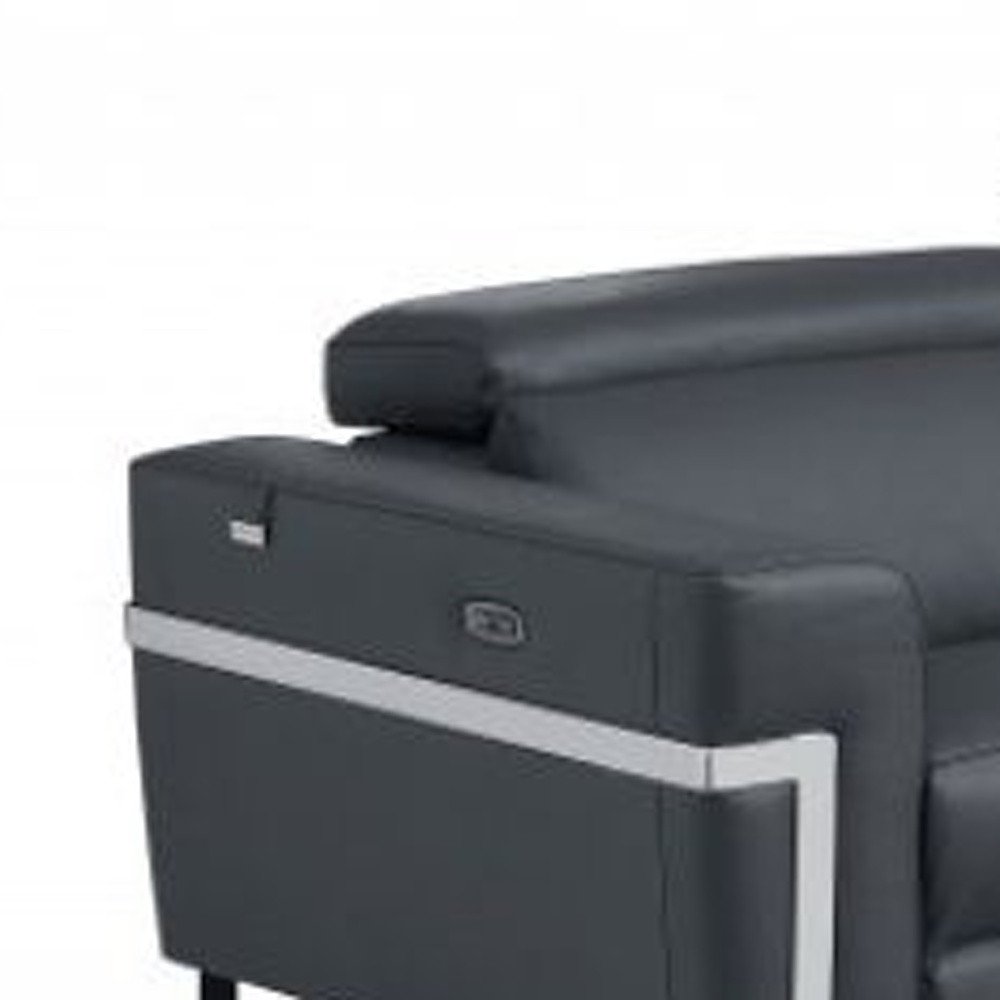 Two Piece Indoor Dark Gray Italian Leather Five Person Seating Set HomeRoots