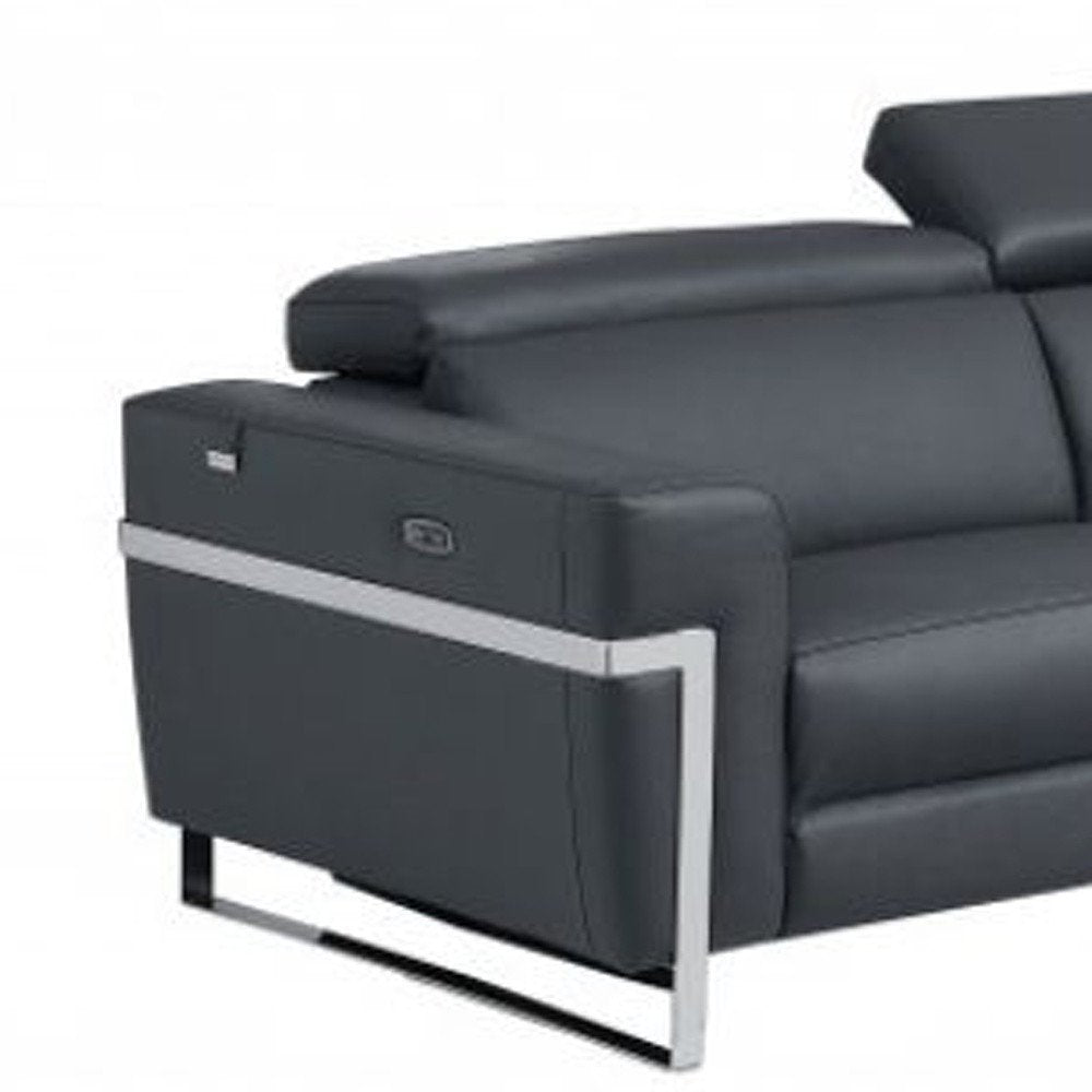 Two Piece Indoor Dark Gray Italian Leather Five Person Seating Set HomeRoots